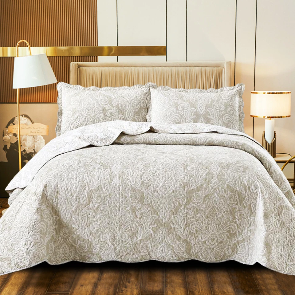 Patchwork 3 Piece Quilted Bedspread Set