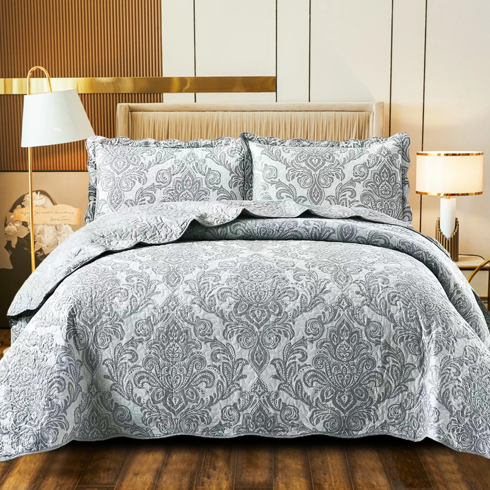 Patchwork 3 Piece Quilted Bedspread Set