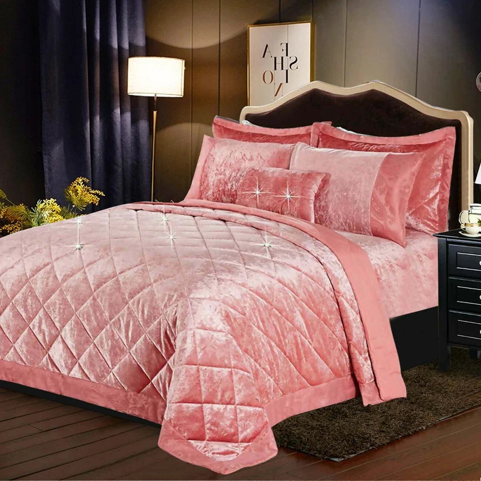 Santiago 3 Piece Velvet Quilted Bedspread Set