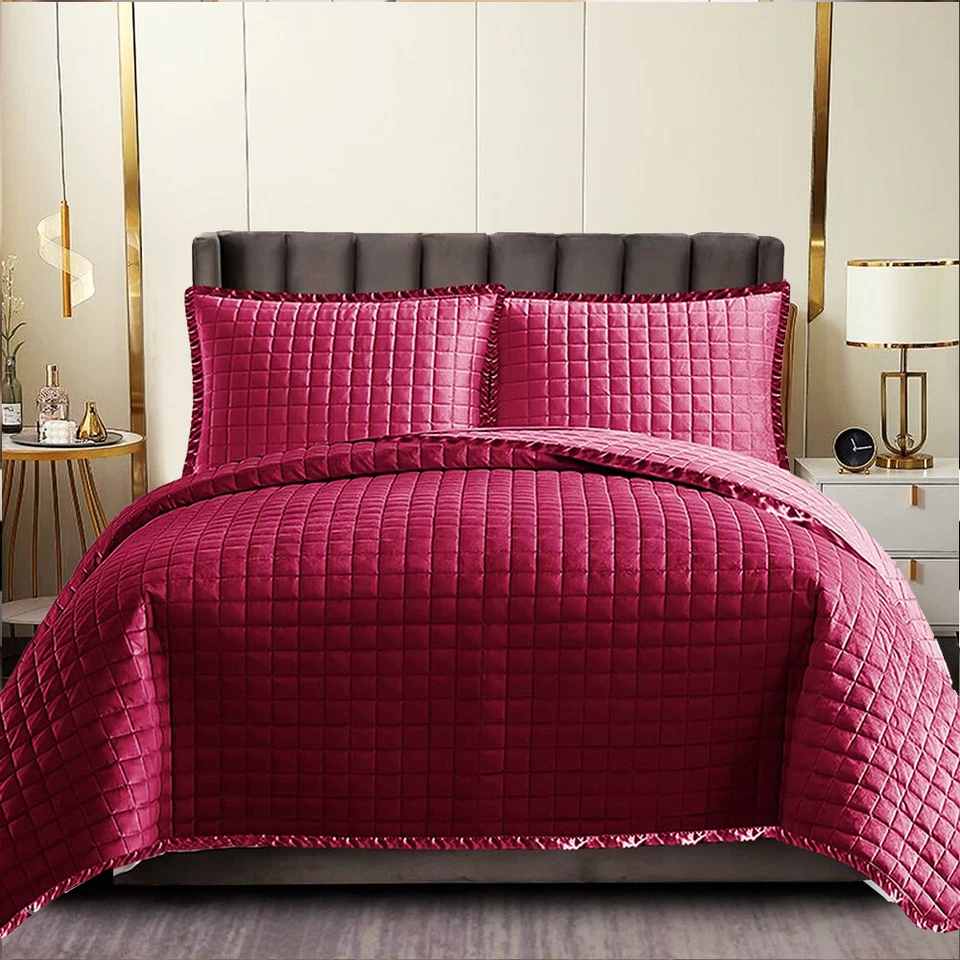 Osca 3 Piece Quilted Embossed Bedspread Set