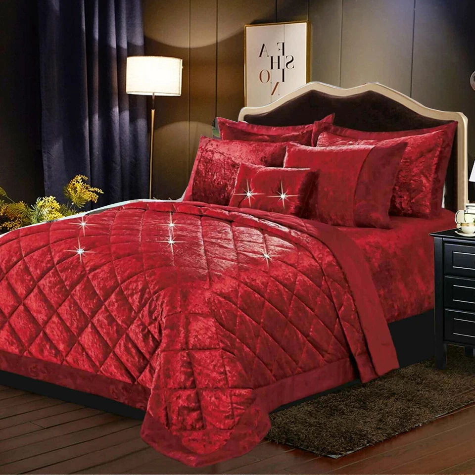 Santiago 3 Piece Velvet Quilted Bedspread Set