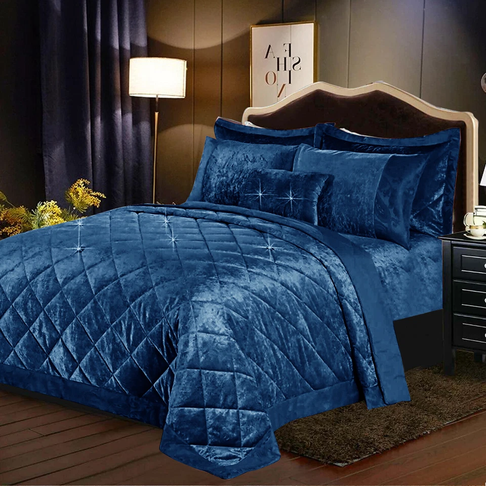 Santiago 3 Piece Velvet Quilted Bedspread Set
