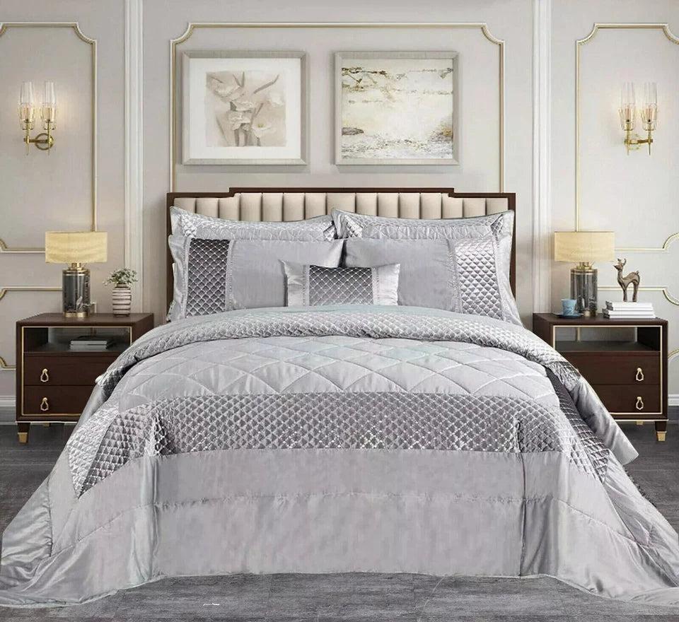 Atlanta 3 Piece Quilted Velvet Bedspread Set