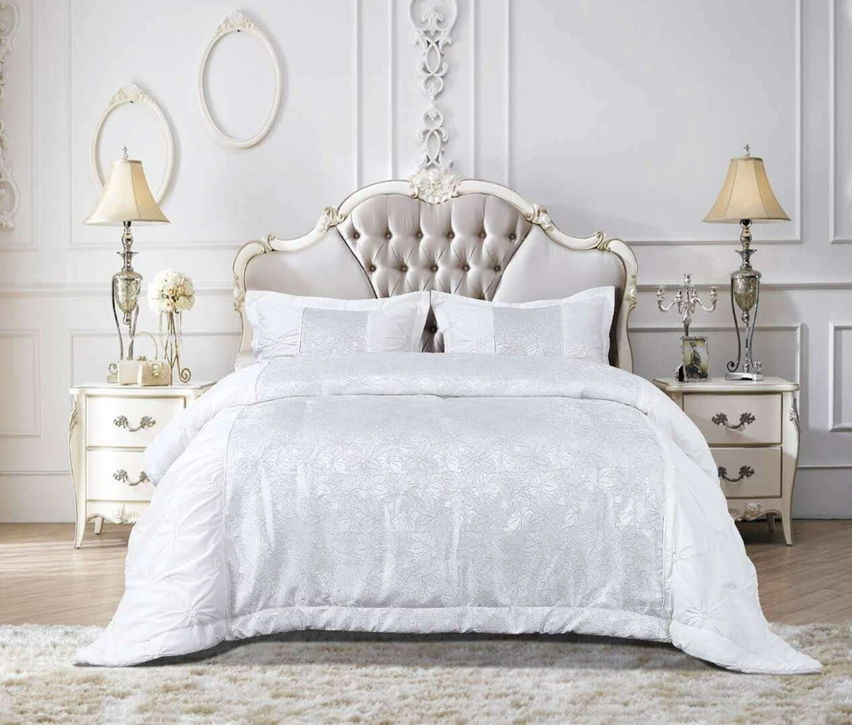 Maya 3 Piece Quilted Jacquard Bedspread Set
